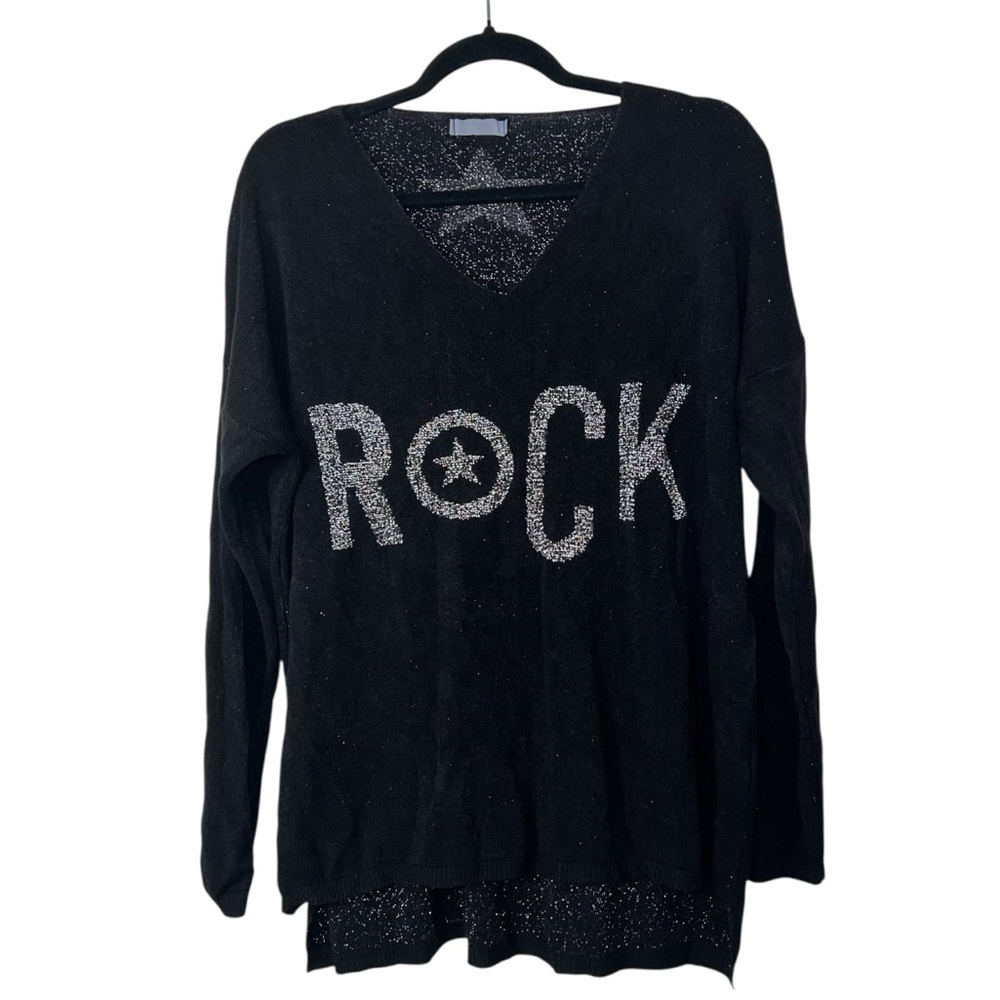 Milio Milano “ROCK” Metallic Star Sweater Size Medium/Large Oversized High Low